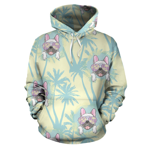French Bulldog Hawaii Blackground Men Women Pullover Hoodie