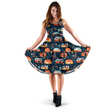 Camper Van Pattern Print Design 05 Sleeveless Midi Dress