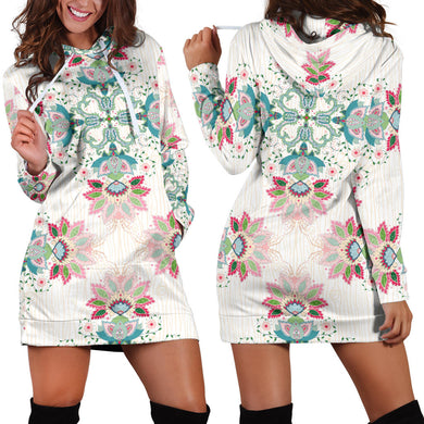 Square Floral Indian Flower Pattern Women'S Hoodie Dress