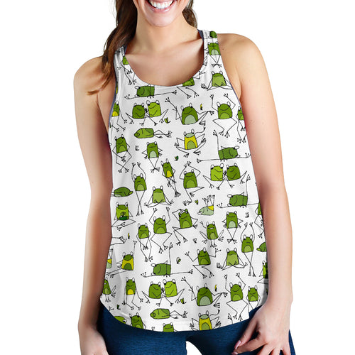 Sketch funny frog pattern Women Racerback Tank Top