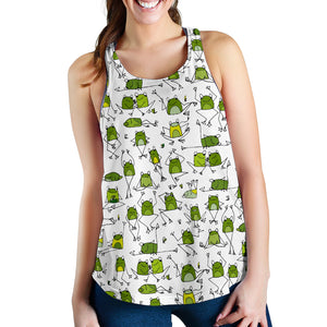 Sketch funny frog pattern Women Racerback Tank Top