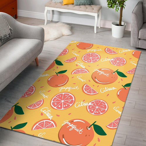 Grapefruit Yellow Background Area Rug