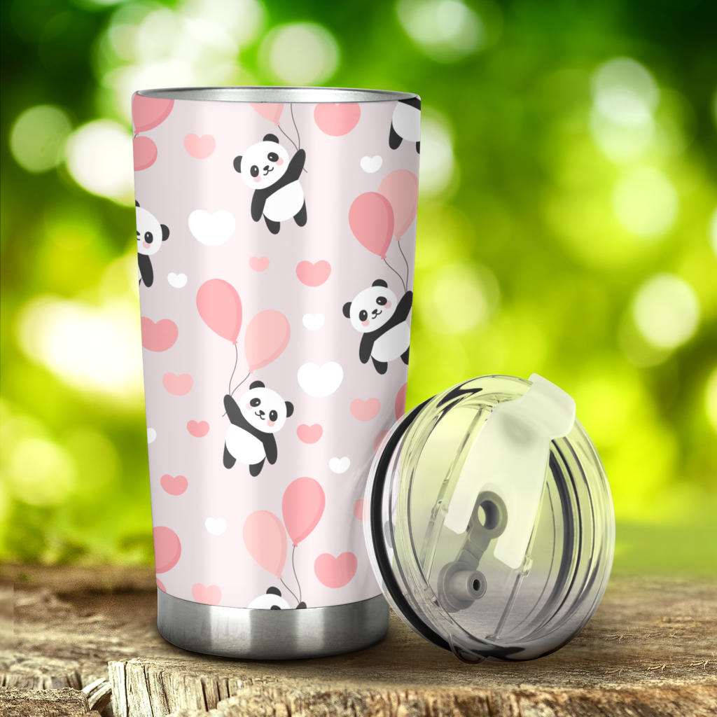 Cute Panda Ballon Heart Pattern Tumbler