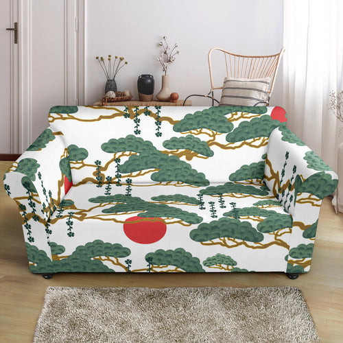 Bonsai Red Sun Japanese Pattern Loveseat Couch Slipcover