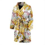 Cool Bee Honeycomb Leaves Pattern Men'S Bathrobe