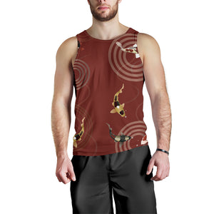 Koi Fish Carp Fish red background Men Tank Top