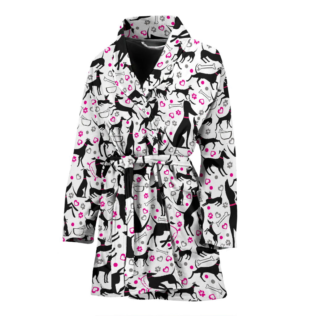 Greyhound Pattern Print Design 02 Women's Bathrobe