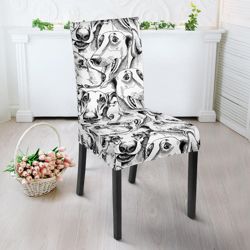 Greyhound Pattern Print Design 01 Dining Chair Slipcover