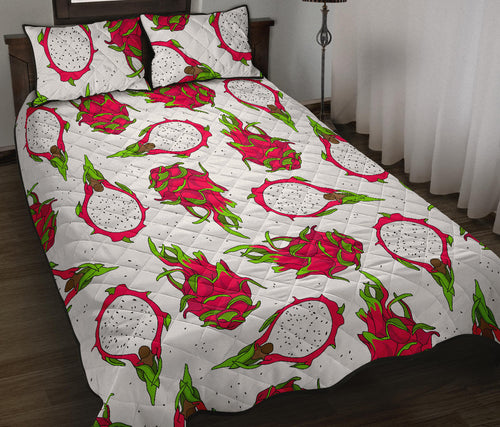 dragon fruits white background Quilt Bed Set