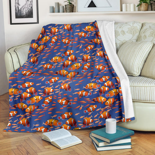 Clown Fish Pattern Print Design 04 Premium Blanket