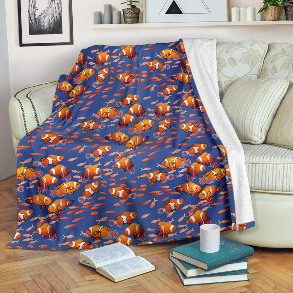 Clown Fish Pattern Print Design 04 Premium Blanket