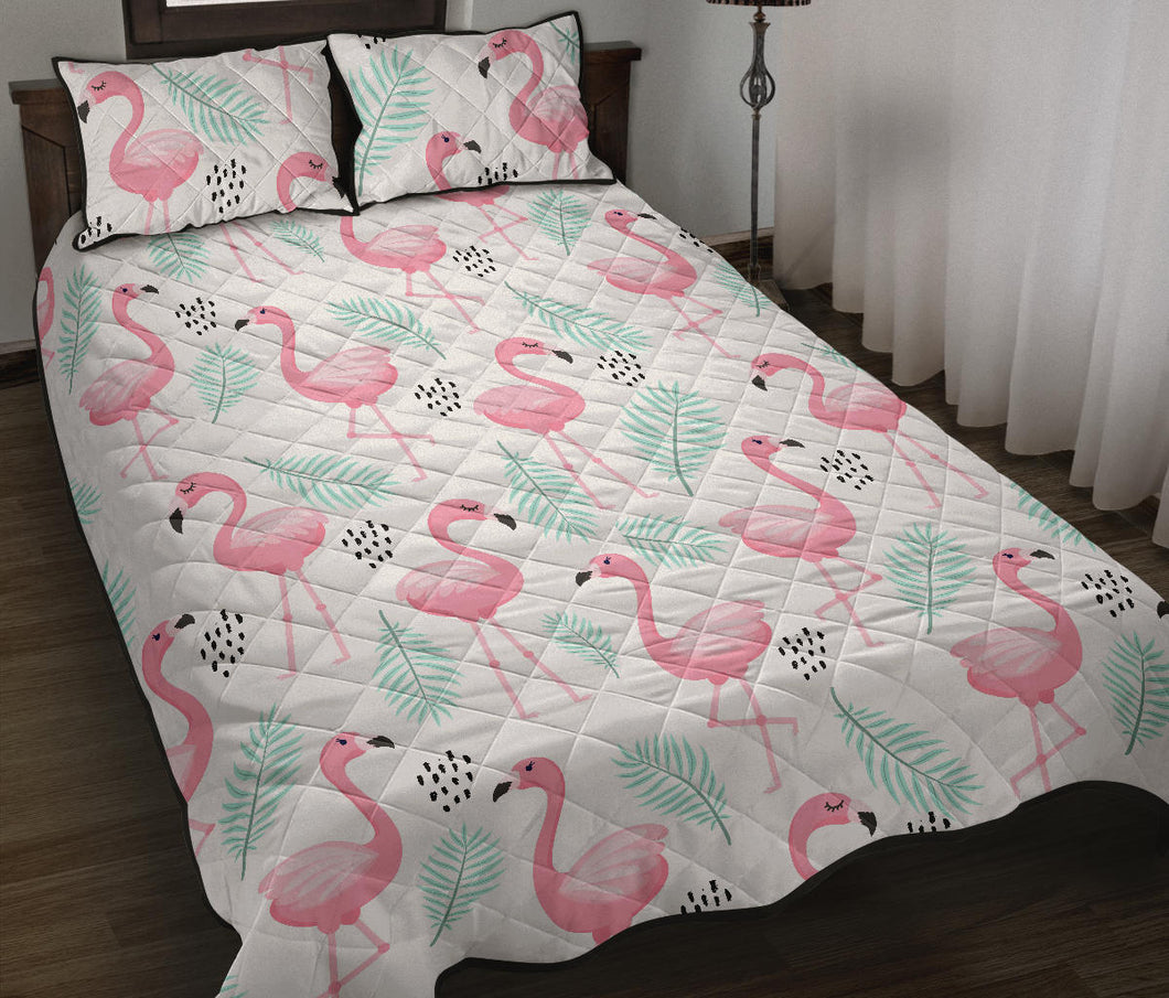 Cute flamingo pattern Quilt Bed Set
