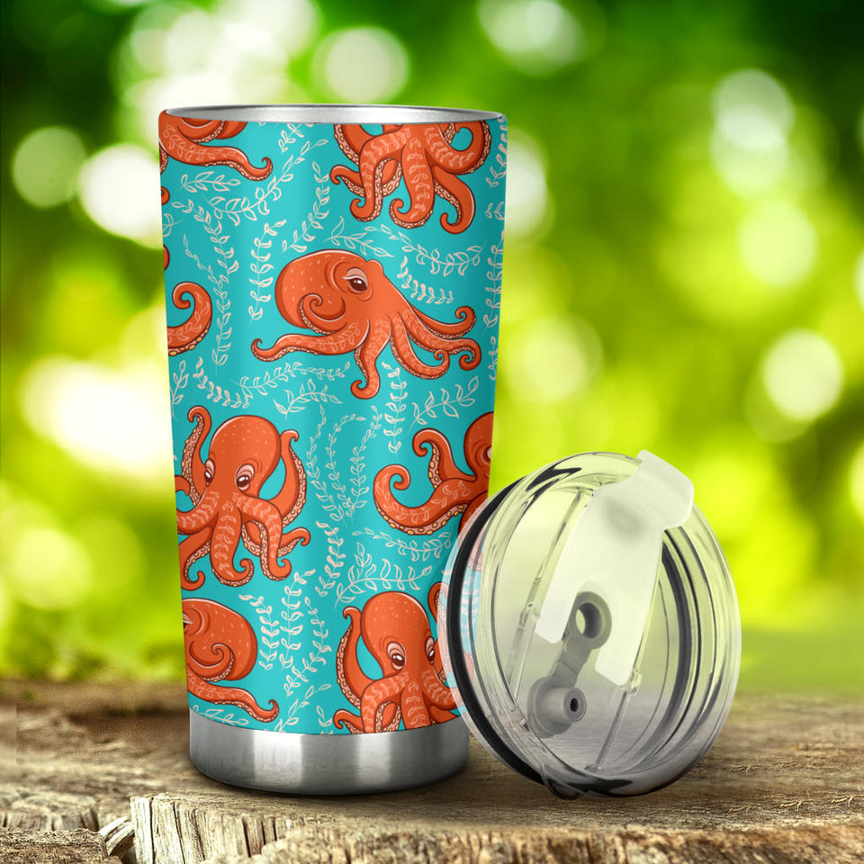 Octopus Turquoise Background Tumbler