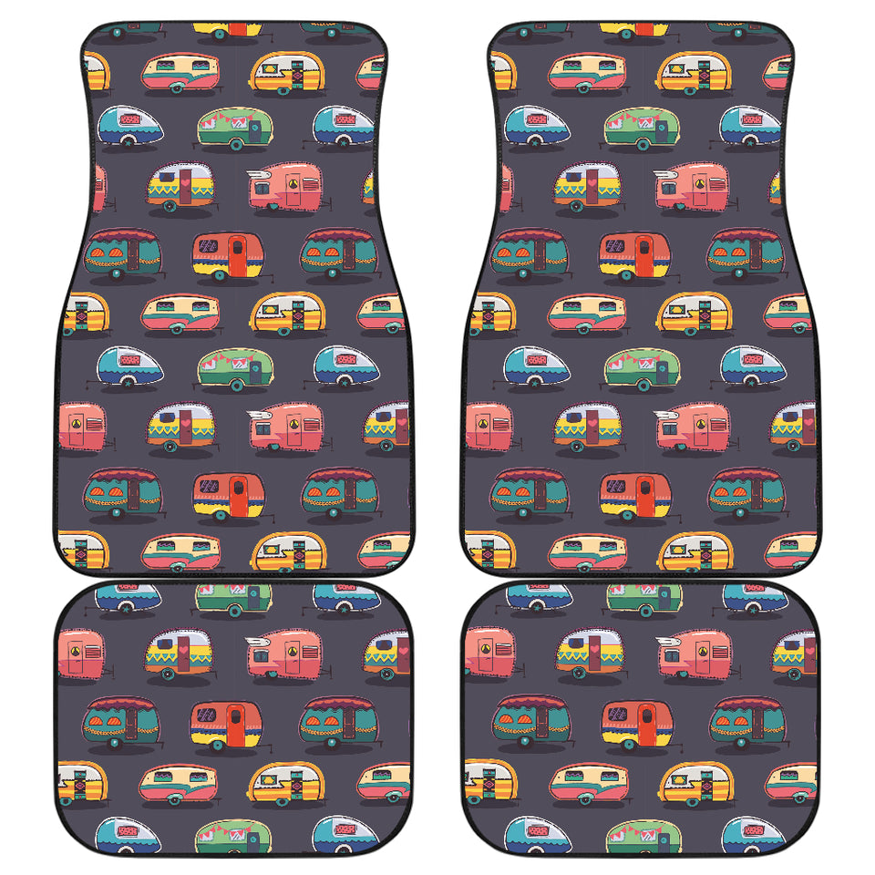 Camper Van Pattern Print Design 02 Front and Back Car Mats