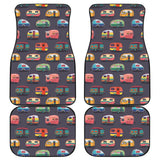 Camper Van Pattern Print Design 02 Front and Back Car Mats