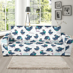 Pigeon Pattern Print Design 02  Sofa Slipcover