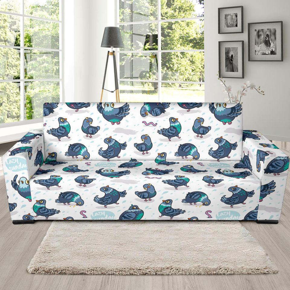 Pigeon Pattern Print Design 02  Sofa Slipcover