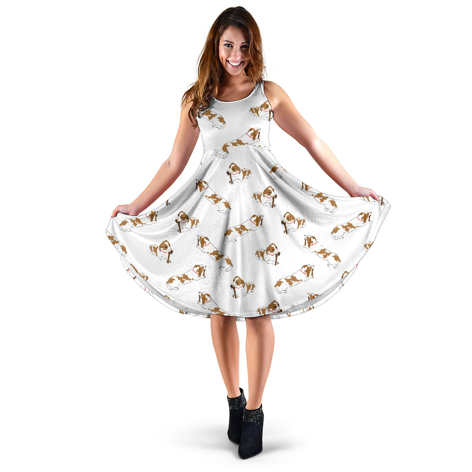 Jack Russel Pattern Print Design 04 Sleeveless Midi Dress