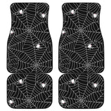 Spider Web Design Pattern Black Background White Cobweb Front And Back Car Mats