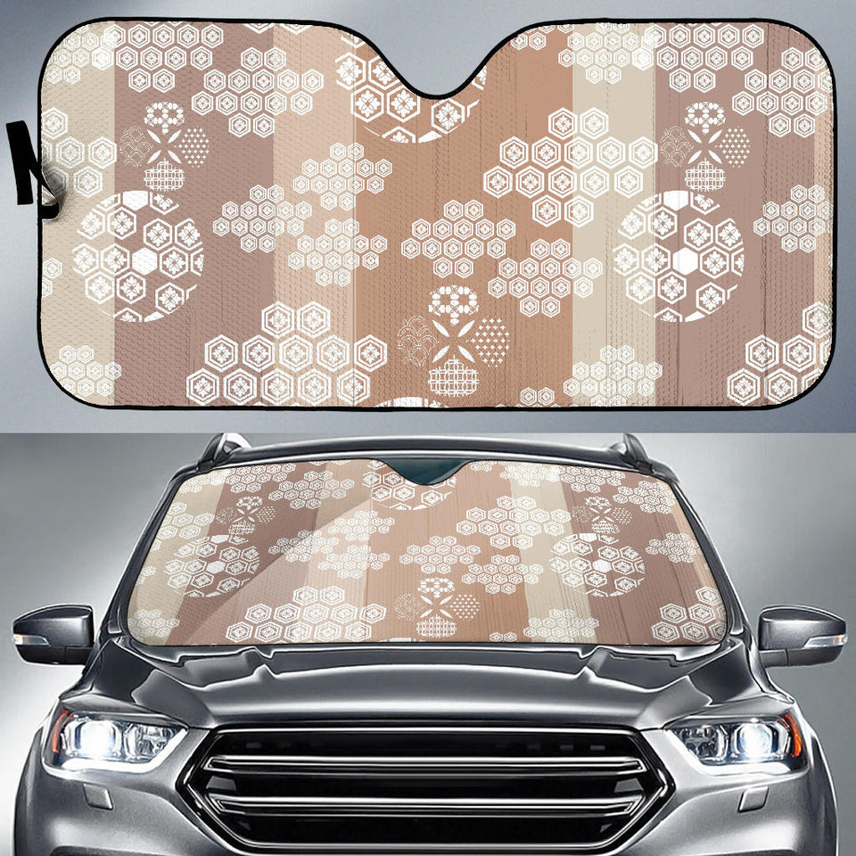 Beautiful Hexagon Japanese  Pattern Car Sun Shade