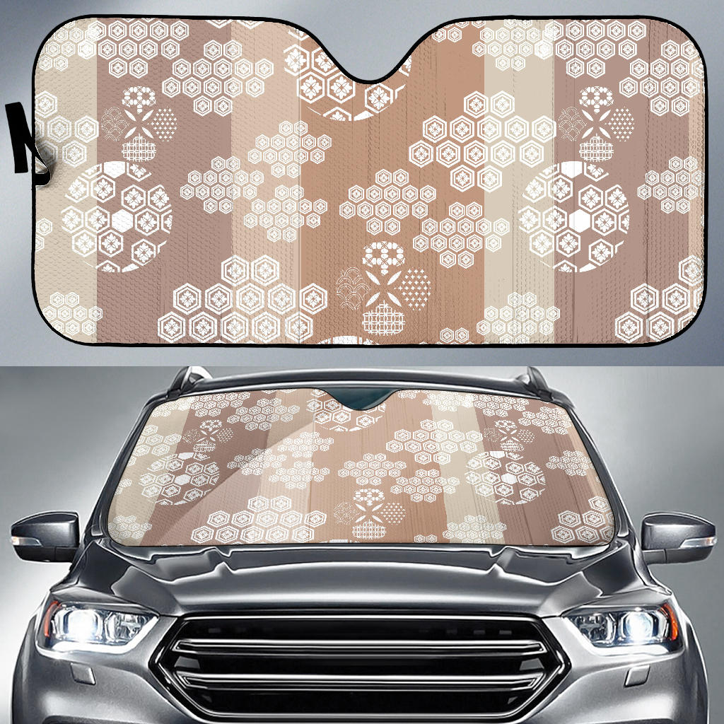 Beautiful Hexagon Japanese  Pattern Car Sun Shade