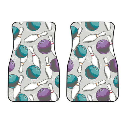 Bowling Ball And Pin Gray Background  Front Car Mats