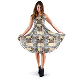 Happy Pug Pattern Sleeveless Midi Dress