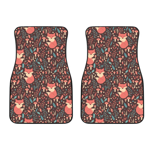 Fox Leaves Mushroom Pattern Front Car Mats