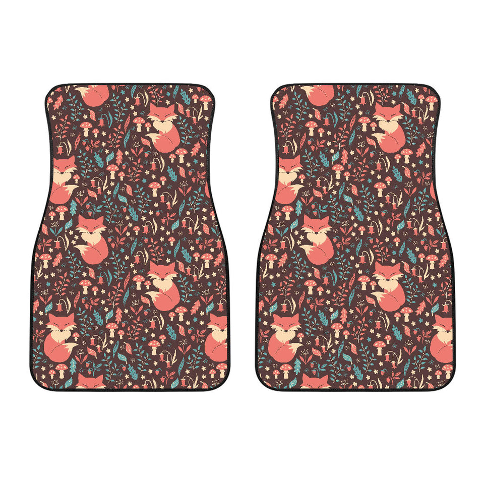 Fox Leaves Mushroom Pattern Front Car Mats