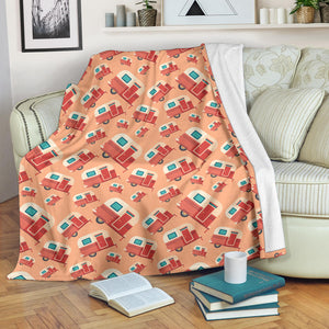 Camper Van Pattern Print Design 03 Premium Blanket