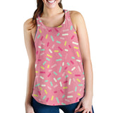 Pink donut glaze candy pattern Women Racerback Tank Top