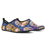 Sugar Skull Flower Pattern Aqua Shoes