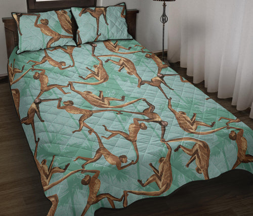 Monkey Palm tree background Quilt Bed Set
