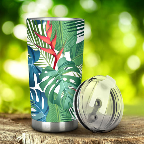 Heliconia Palm And Monstera  Leaves Pattern Tumbler