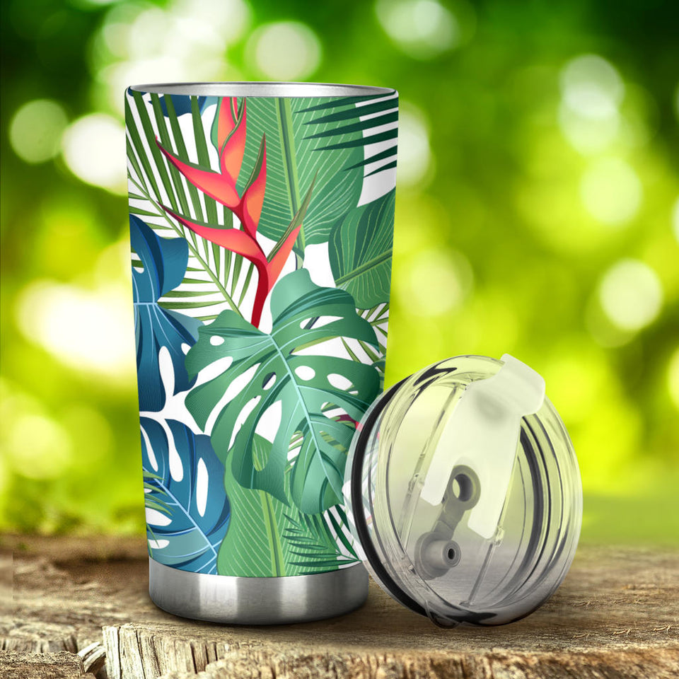 Heliconia Palm And Monstera  Leaves Pattern Tumbler