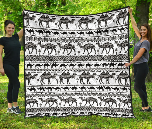 Camel Polynesian Tribal Pattern Premium Quilt