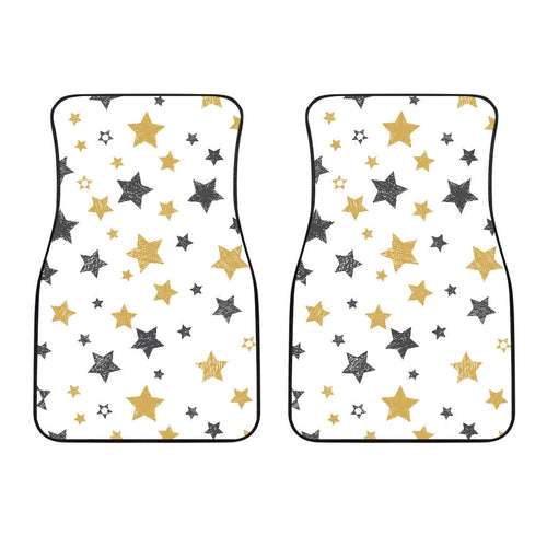 Hand Drawn Gold Black Star Pattern Front Car Mats