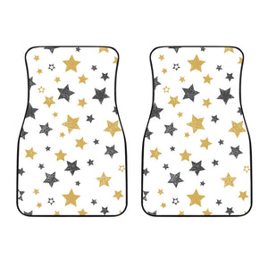 Hand Drawn Gold Black Star Pattern Front Car Mats