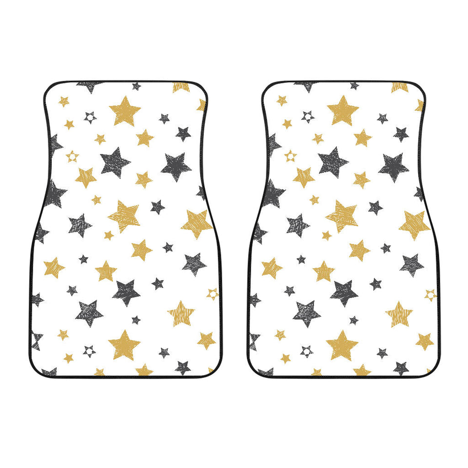 Hand Drawn Gold Black Star Pattern Front Car Mats