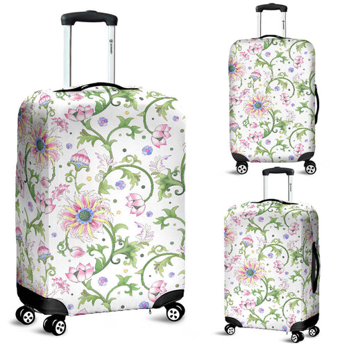 Beautiful Pink Lotus Waterlily Leaves Pattern Luggage Covers