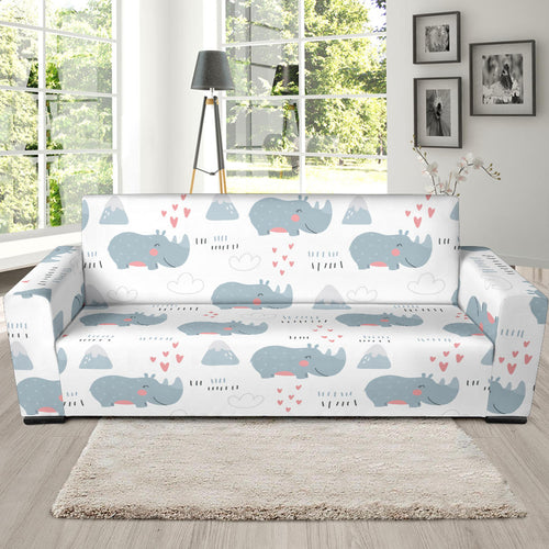 Cute Rhino Heart Pattern Sofa Slipcover