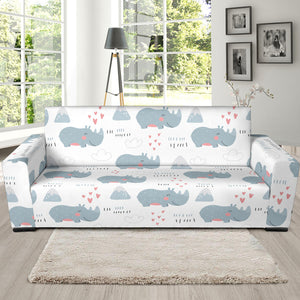Cute Rhino Heart Pattern Sofa Slipcover