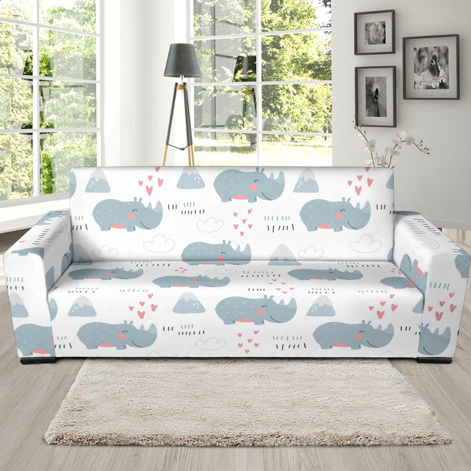 Cute Rhino Heart Pattern Sofa Slipcover