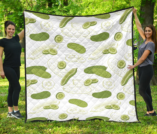 Cucumber Sketch Pattern Premium Quilt