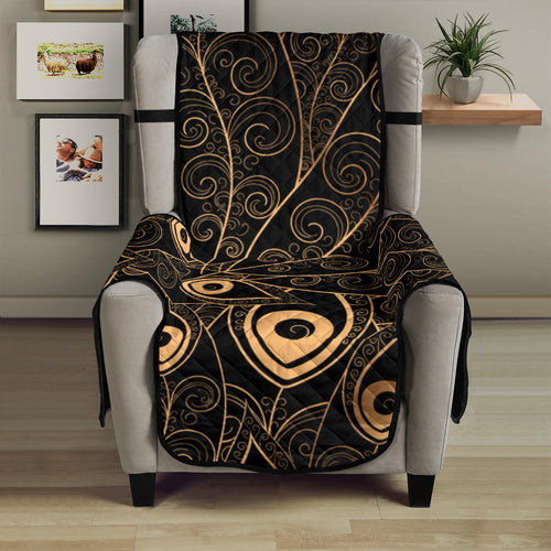 Gold peacock feather pattern Chair Cover Protector