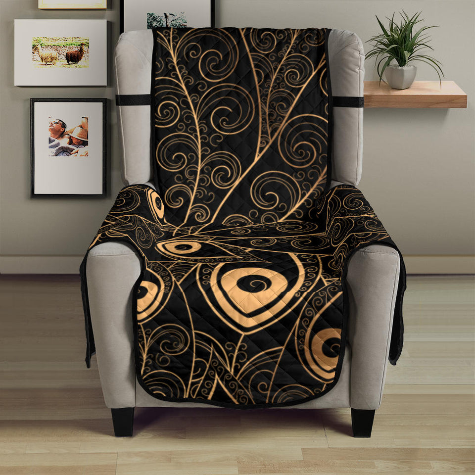 Gold peacock feather pattern Chair Cover Protector