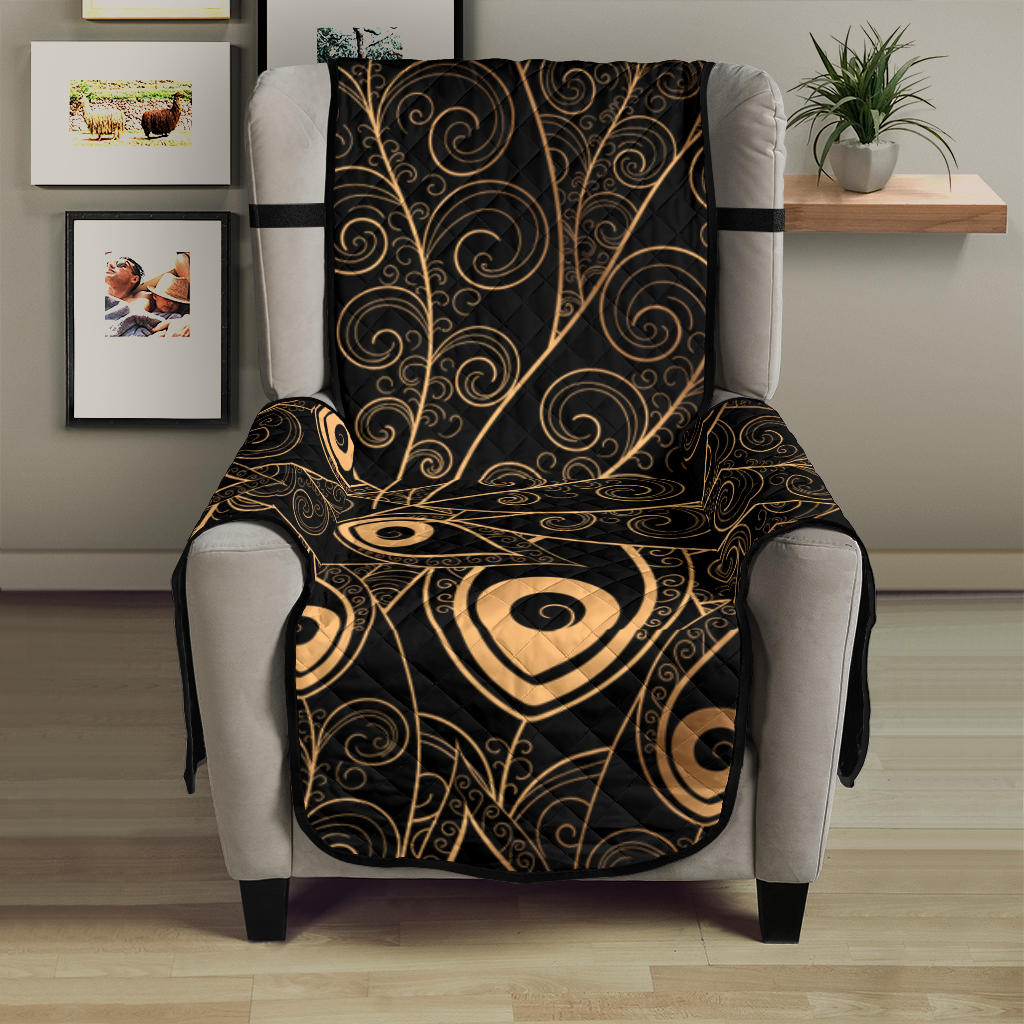 Gold peacock feather pattern Chair Cover Protector
