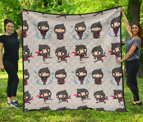 Cute Ninja Pattern Premium Quilt