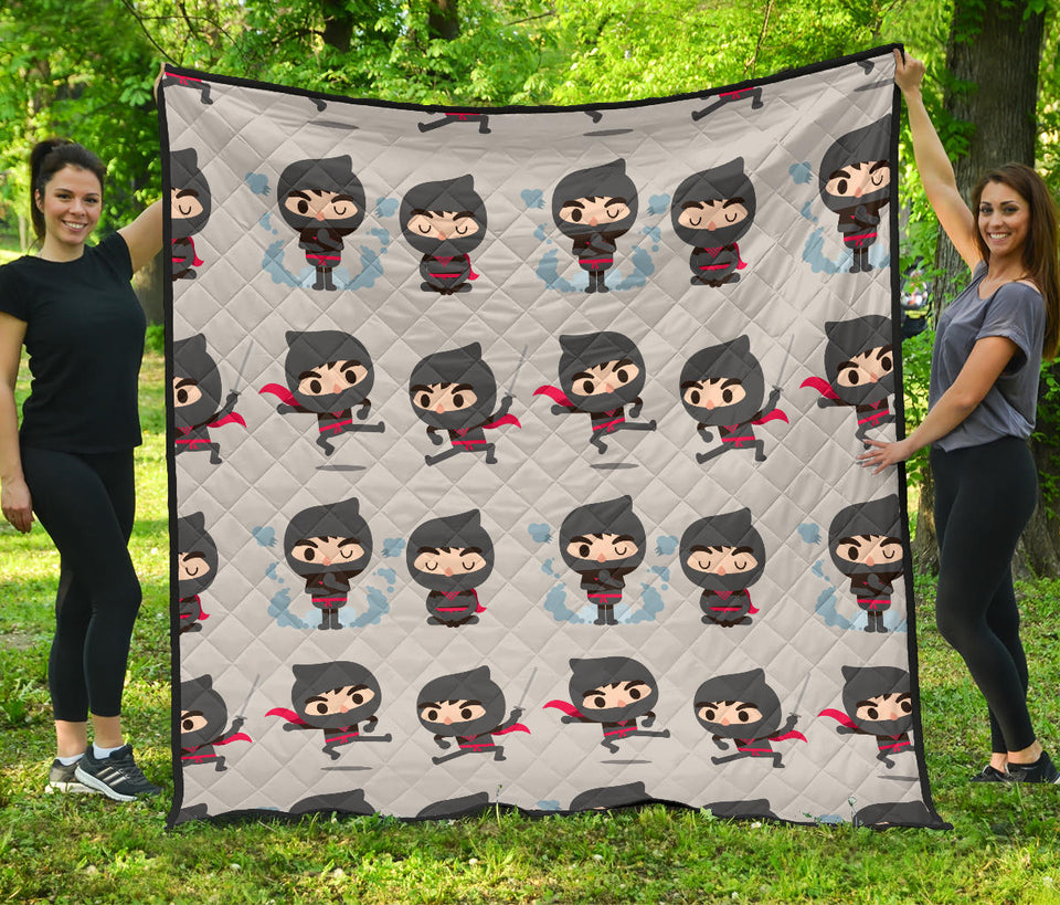 Cute Ninja Pattern Premium Quilt