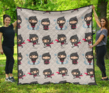Cute Ninja Pattern Premium Quilt